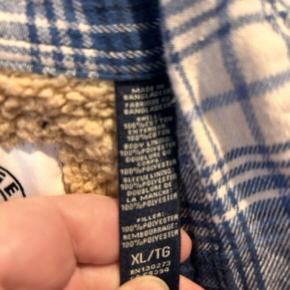 Blue Ridge Wrangler Men’s Flannel Sherpa-Like Lining‎ XL Blue Plaid Gorpcore - Picture 8 of 9